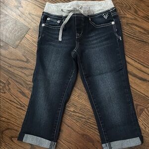 Justice Dark Denim Jogger Jeans with Gray Waistband 10S